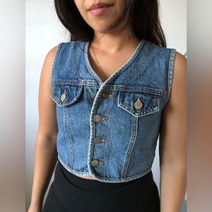 BONGO Blue Denim Vest Classic Sleeveless